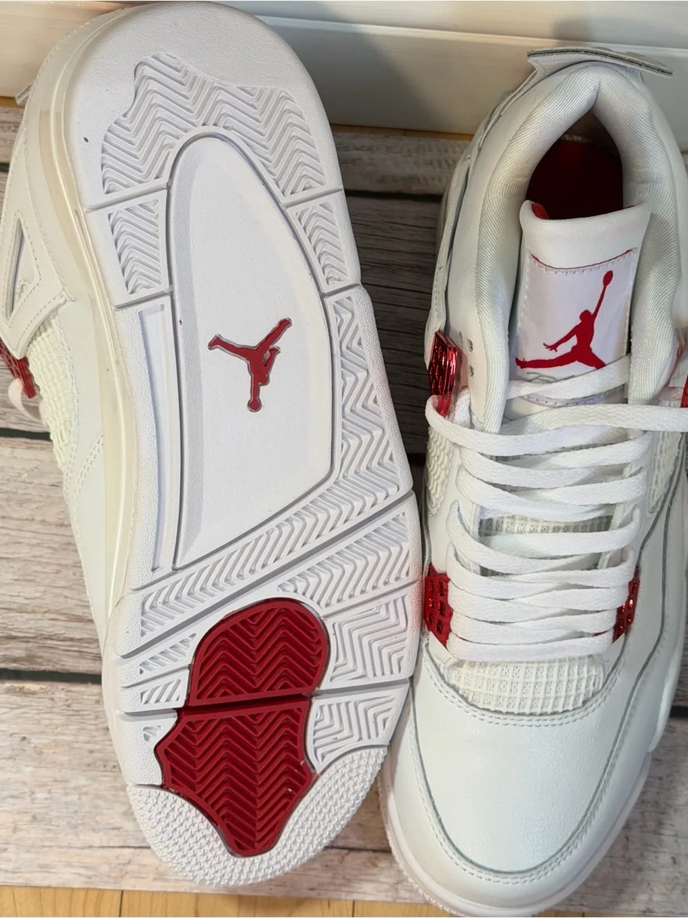 Kids White and Red Jumpman Style Basketball Shoes